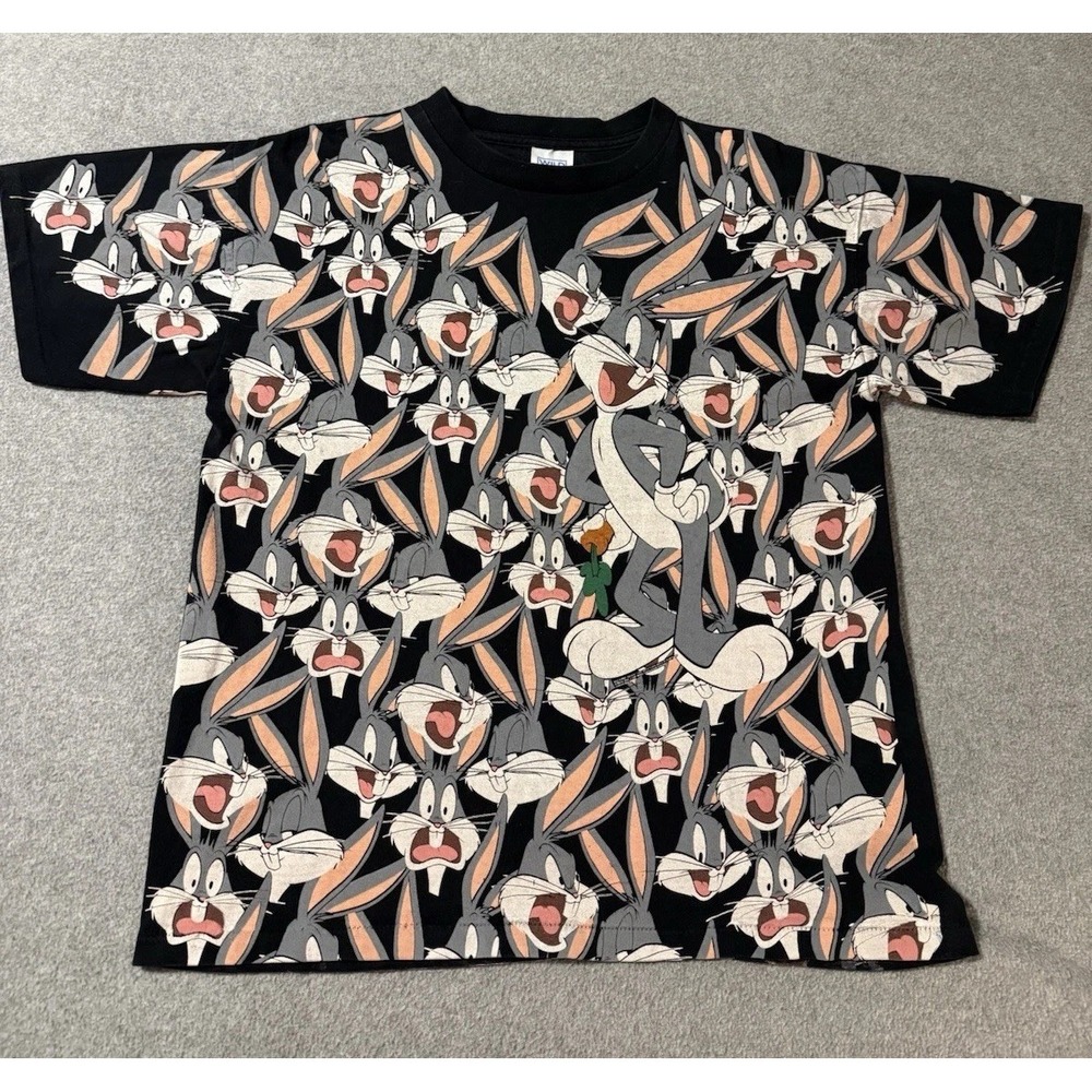 Vintage 1992 Bugs Bunny Looney Tunes AOP T-shirt Large Wild Oats Made in USA